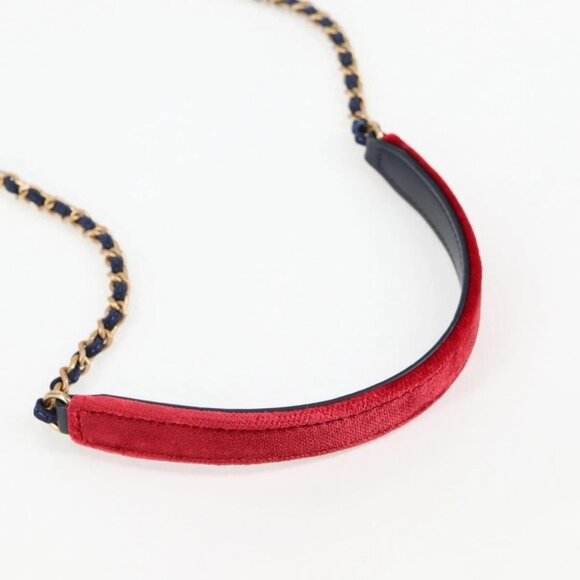 CHANEL Matelasse Camellia Chain Shoulder Bag Velor Red CC Auth KD378SM - Picture 10 of 16